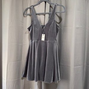 Grey velvet dress